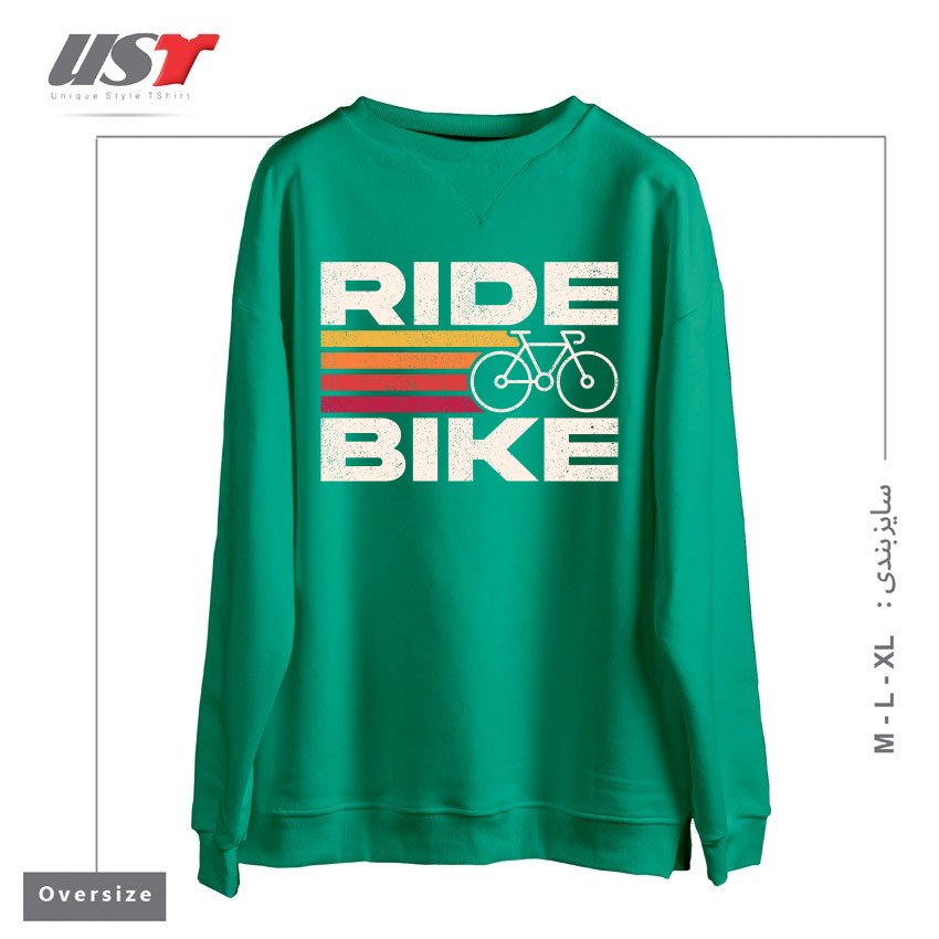 طرح RIDE BIKE سوییشرت اورسایزرنگ سبز سدری
