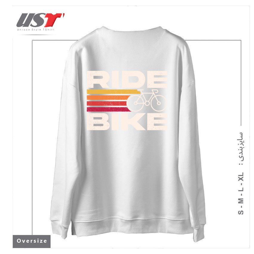 طرح RIDE BIKE سوییشرت اورسایزرنگ سفید