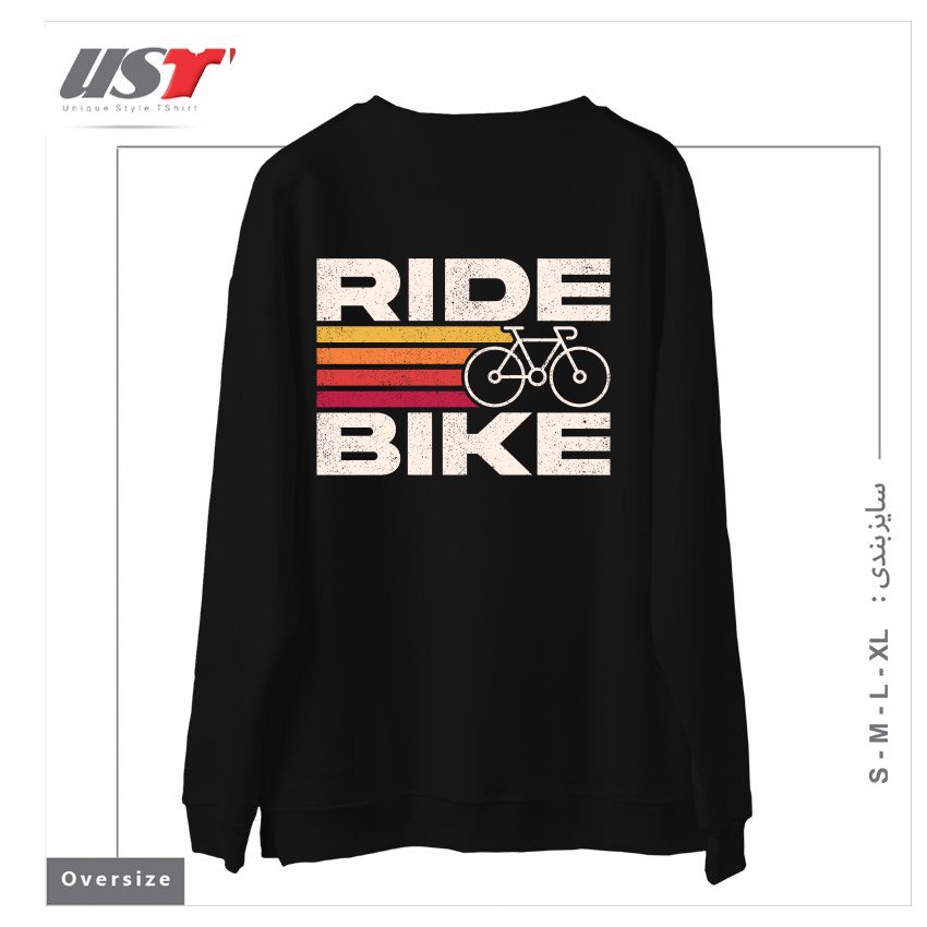 طرح RIDE BIKE سوییشرت اورسایزرنگ مشکی