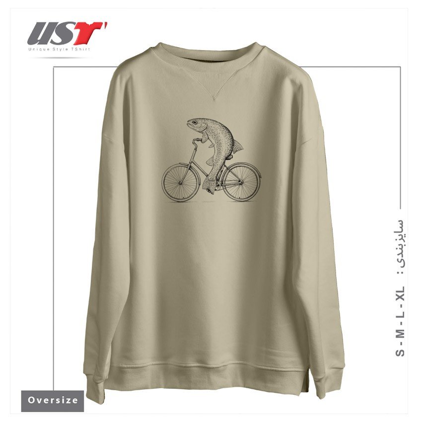 سوییشرت اورسایز طرح RAINBOW BIKE TROUT54545645