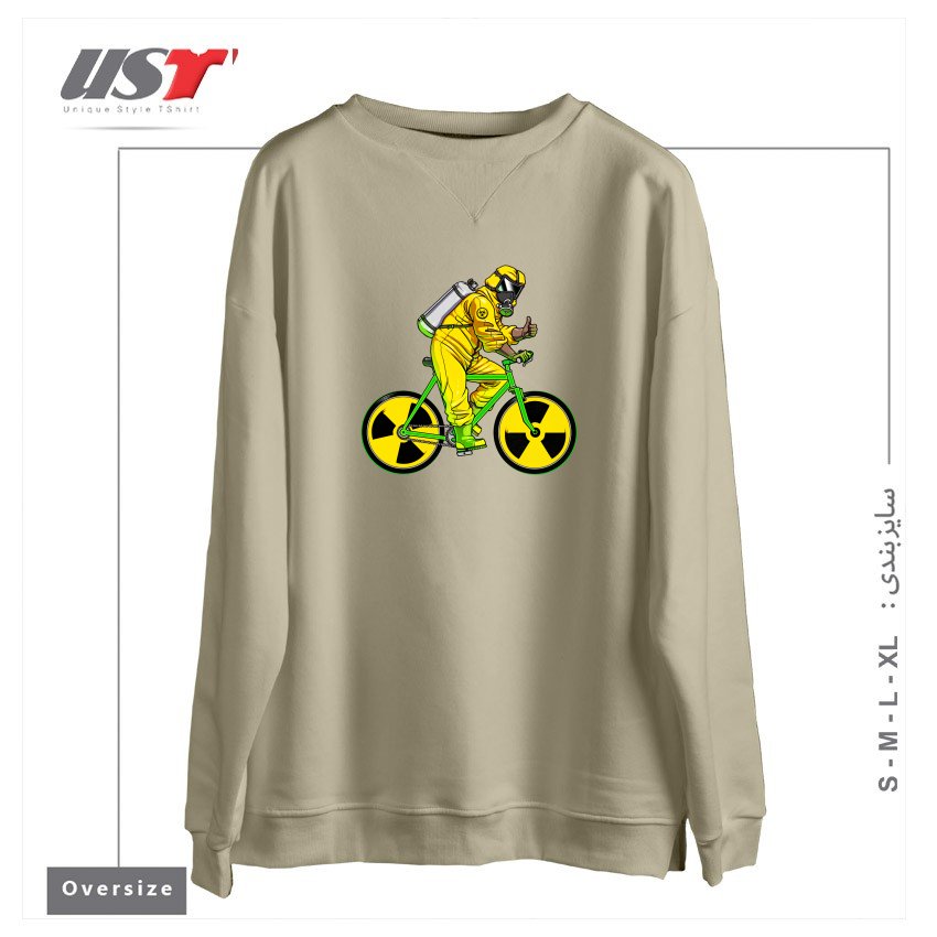 طرح RADIOACTIVITY BIKE سوییشرت اورسایزرنگ نخودی