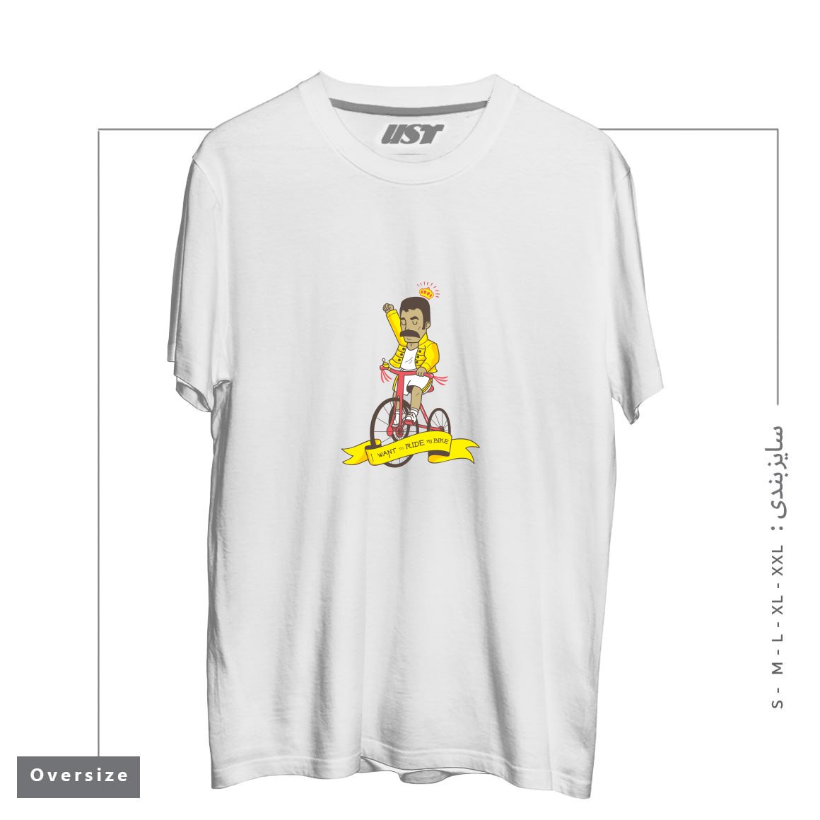 تیشرت اورسایز طرح QUEEN BIKE