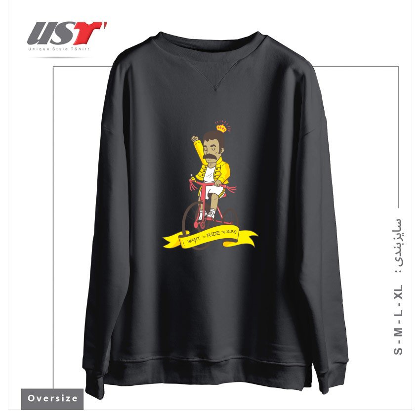 طرح QUEEN BIKE سوییشرت اورسایزرنگ دودی
