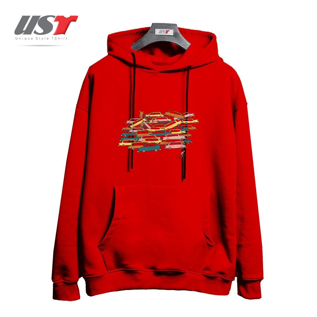 طرح BIKE LANE هودی اورسایزرنگ قرمز