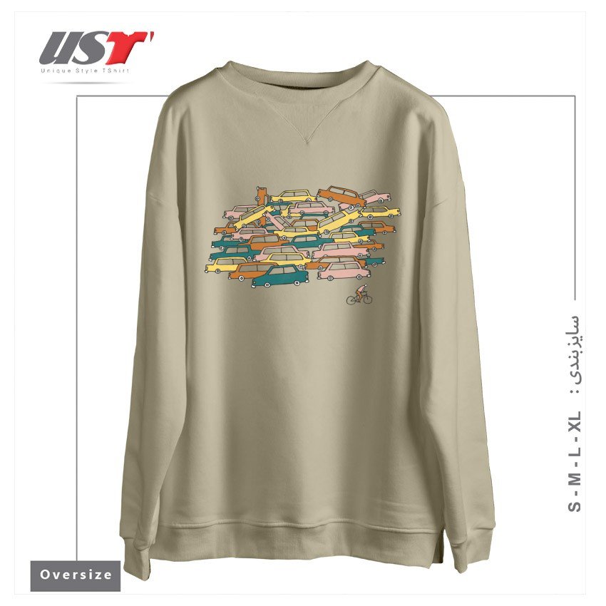 طرح BIKE LANE سوییشرت اورسایزرنگ نخودی