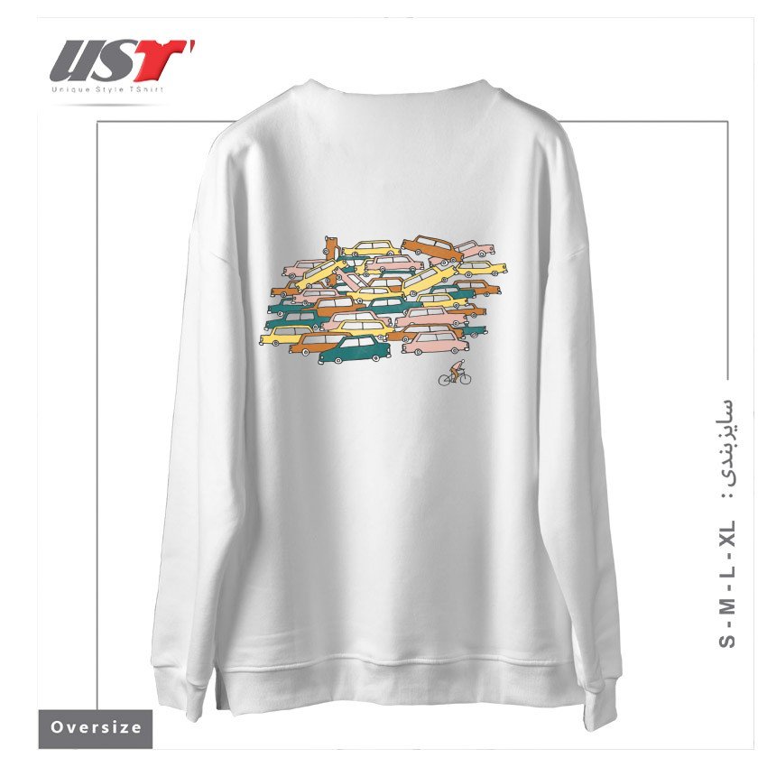 طرح BIKE LANE سوییشرت اورسایزرنگ سفید