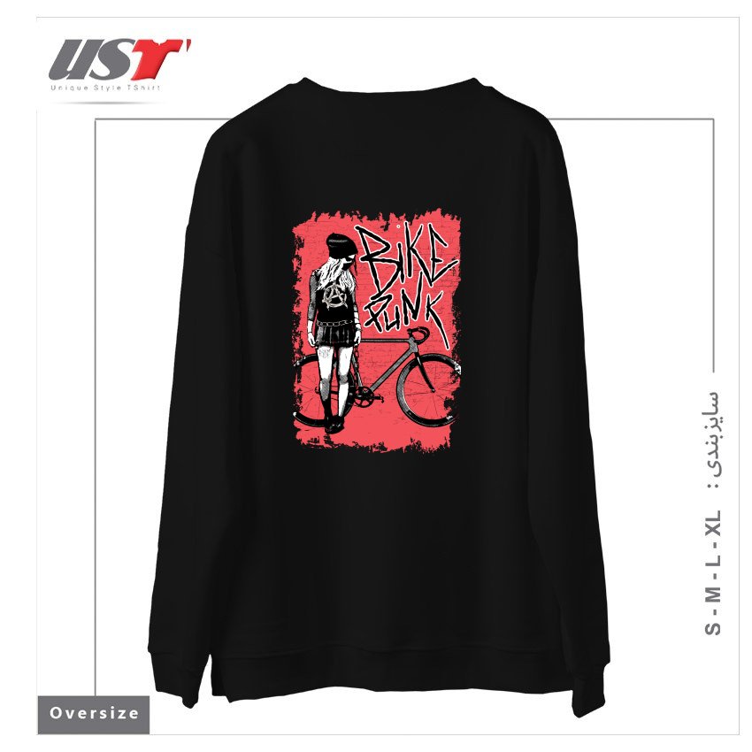 طرح BIKE PUNK GIRL سوییشرت اورسایزرنگ مشکی