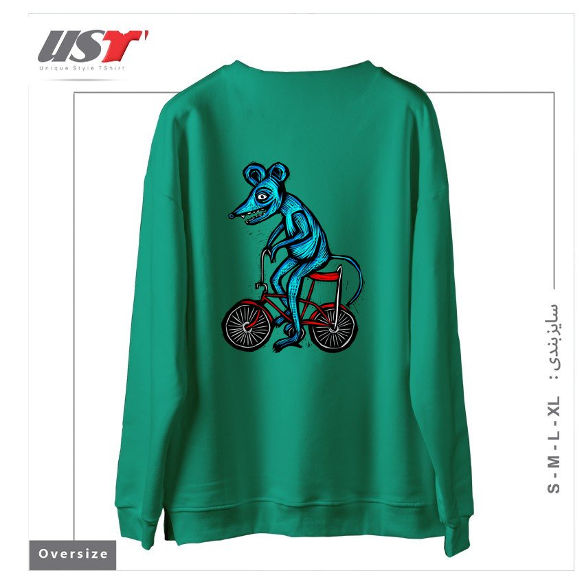 طرح BIKE RAT سوییشرت اورسایزرنگ سبز سدری