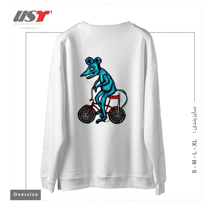 طرح BIKE RAT سوییشرت اورسایزرنگ سفید