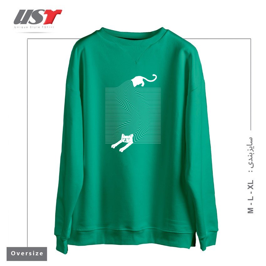 طرح STRETCH سوییشرت اورسایزرنگ سبز سدری