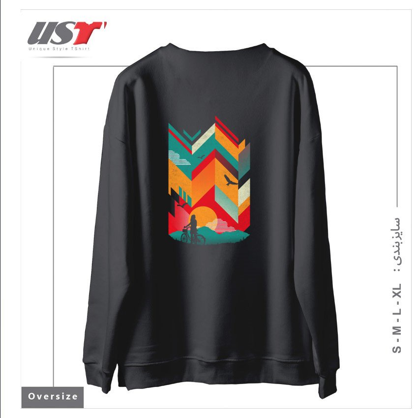 طرح BIKE RIDE سوییشرت اورسایزرنگ دودی