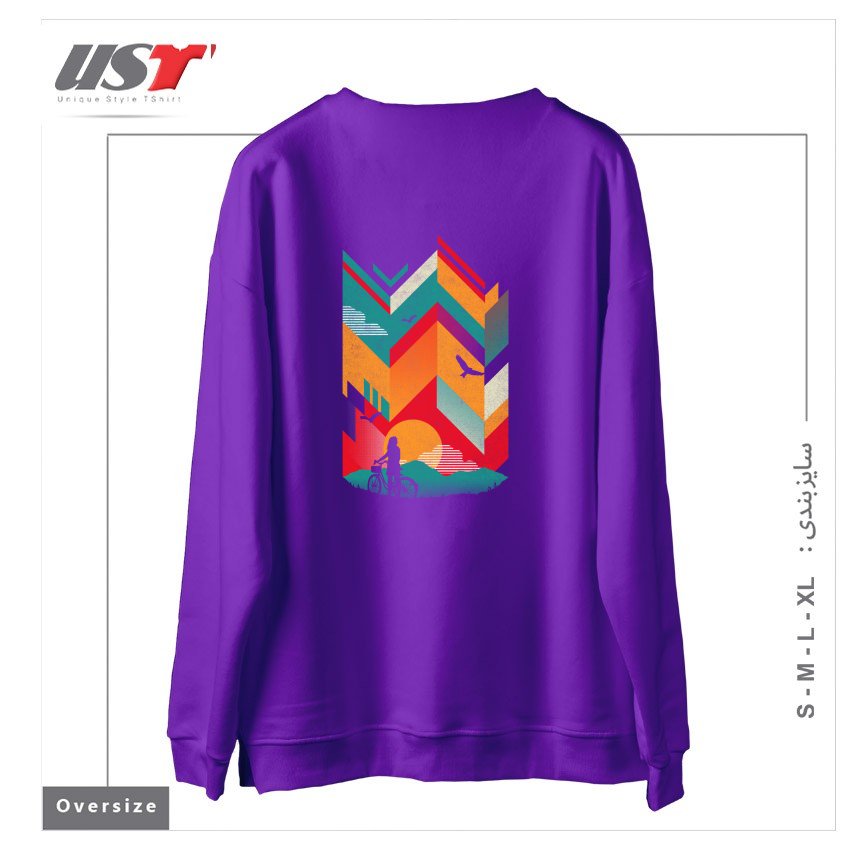 طرح BIKE RIDE سوییشرت اورسایزرنگ بنفش