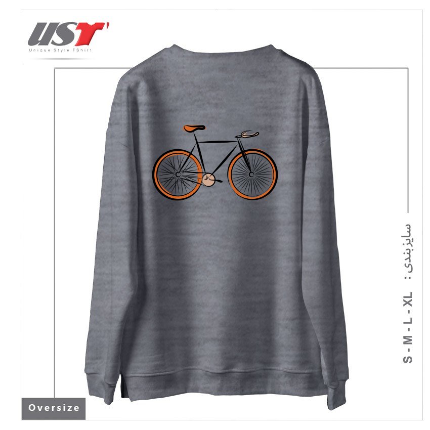 طرح BIKE سوییشرت اورسایزرنگ طوسی ملانژ
