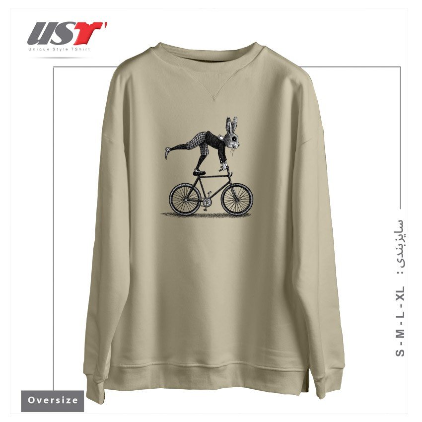 سوییشرت اورسایز طرح BUNNY BIKE