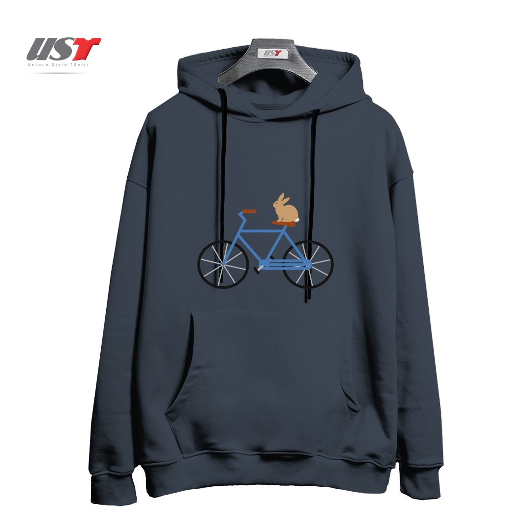 طرح BUNNY RIDING BIKE هودی اورسایزرنگ دودی