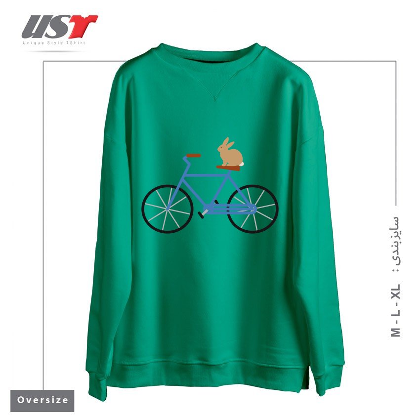 طرح BUNNY RIDING BIKE سوییشرت اورسایزرنگ سبز سدری