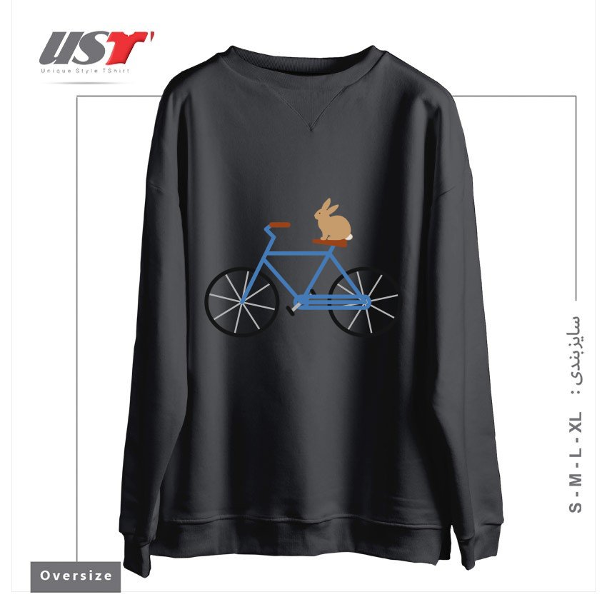سوییشرت اورسایز طرح BUNNY RIDING BIKE