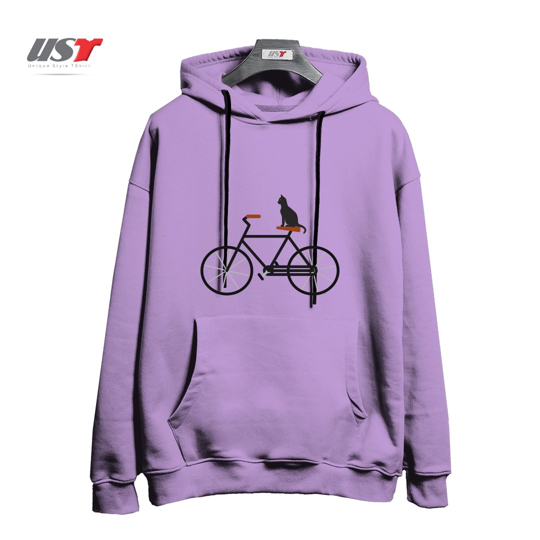 هودی اورسایز طرح CAT RIDING BIKE