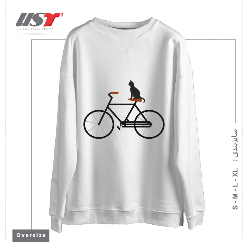 سوییشرت اورسایز طرح CAT RIDING BIKE
