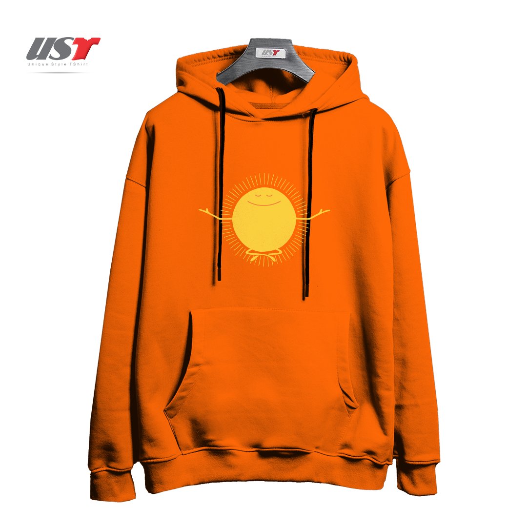 طرح SUN WORSHIPPER هودی اورسایزرنگ نارنجی