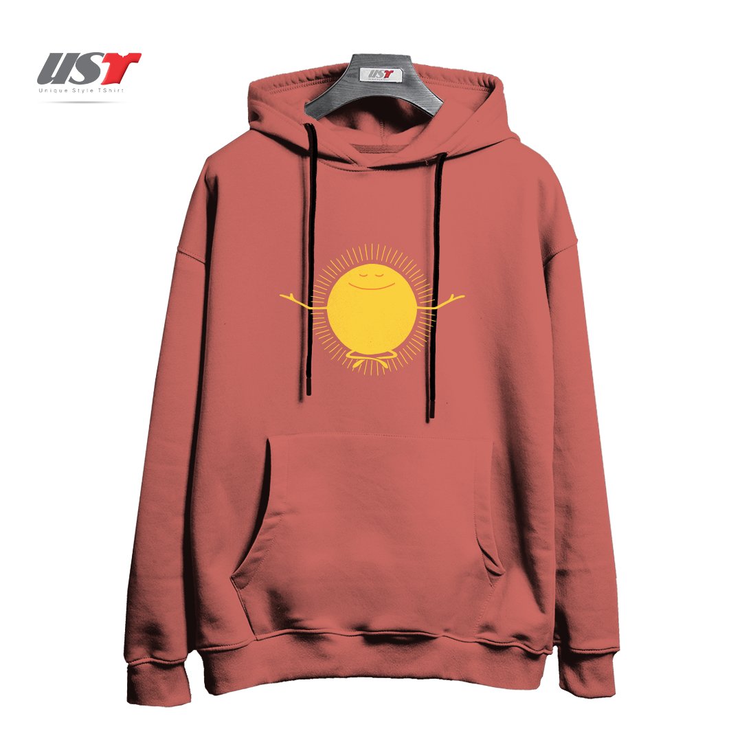 طرح SUN WORSHIPPER هودی اورسایزرنگ آجری