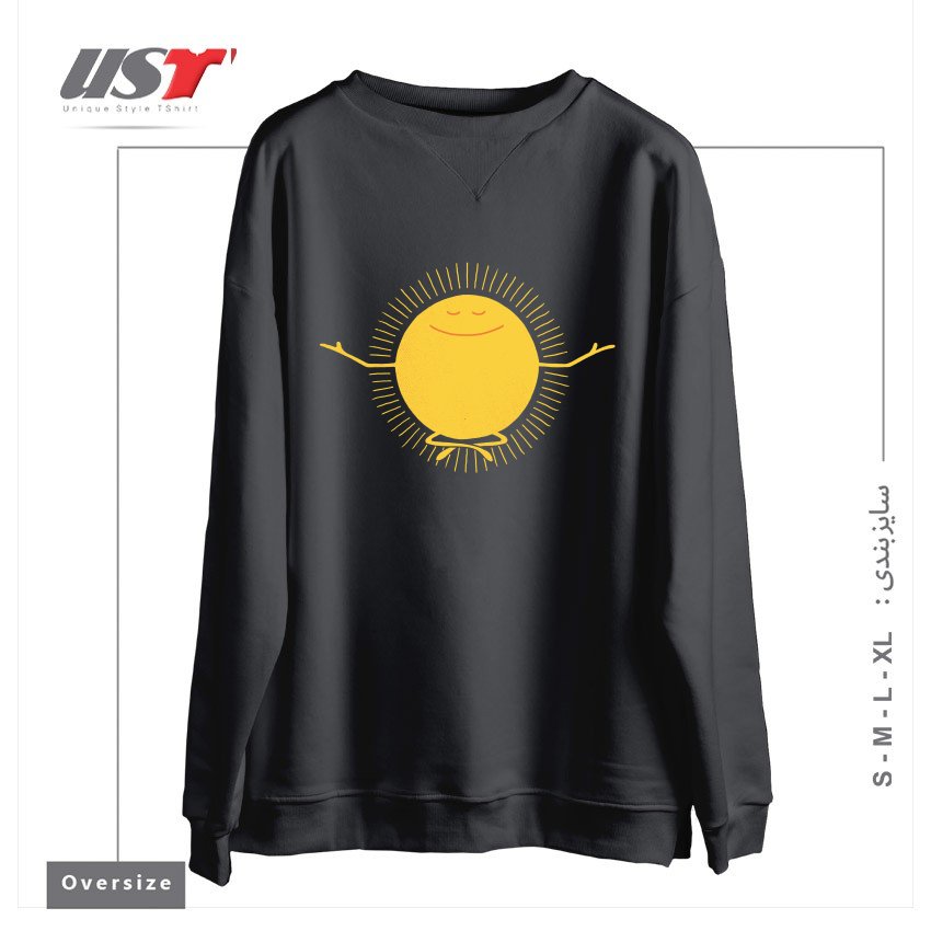 طرح SUN WORSHIPPER سوییشرت اورسایزرنگ دودی