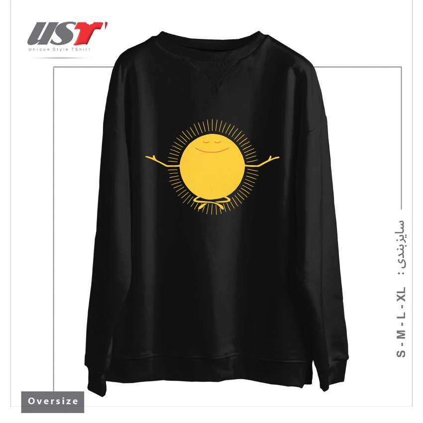 طرح SUN WORSHIPPER سوییشرت اورسایزرنگ مشکی