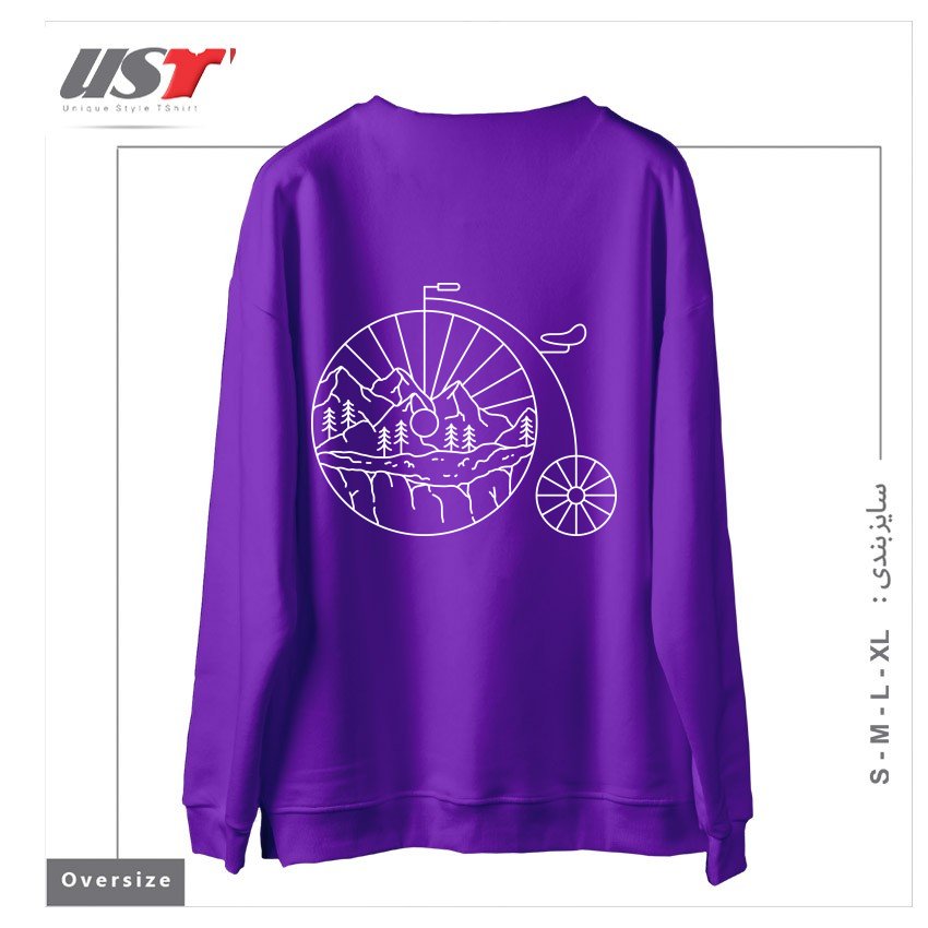 طرح CLASSIC BIKE ADVENTURE سوییشرت اورسایزرنگ بنفش