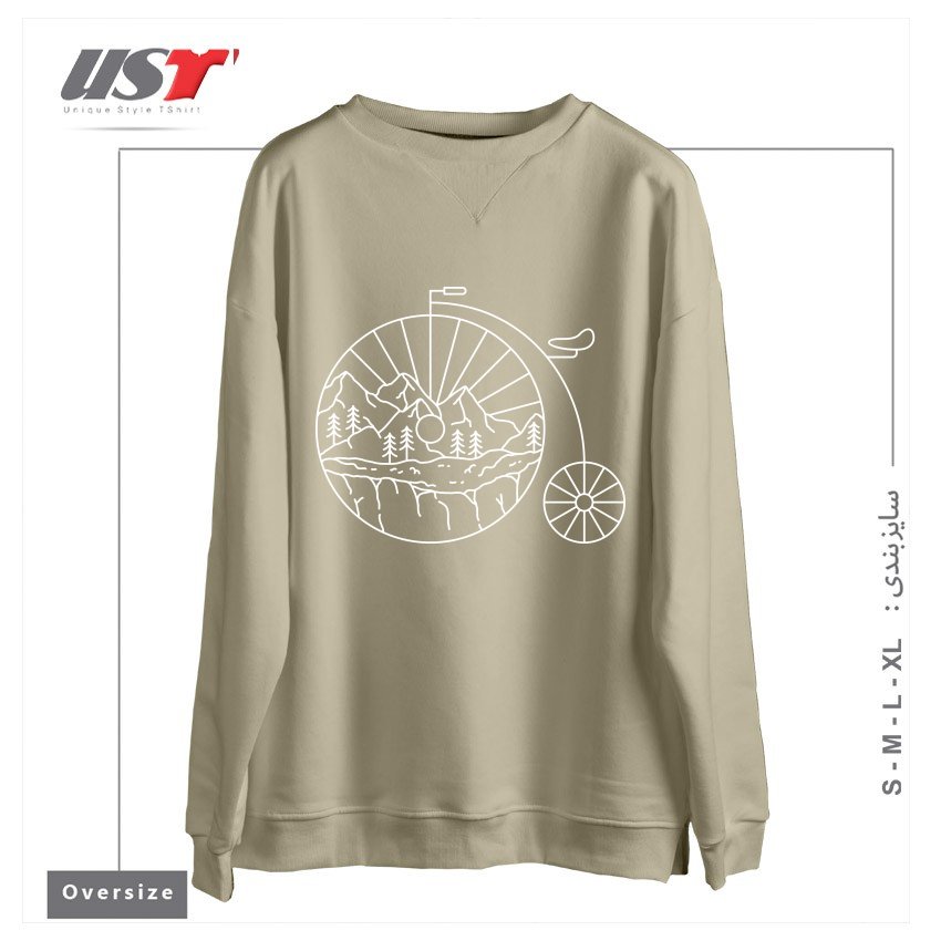 طرح CLASSIC BIKE ADVENTURE سوییشرت اورسایزرنگ نخودی