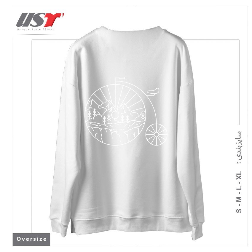 طرح CLASSIC BIKE ADVENTURE سوییشرت اورسایزرنگ سفید