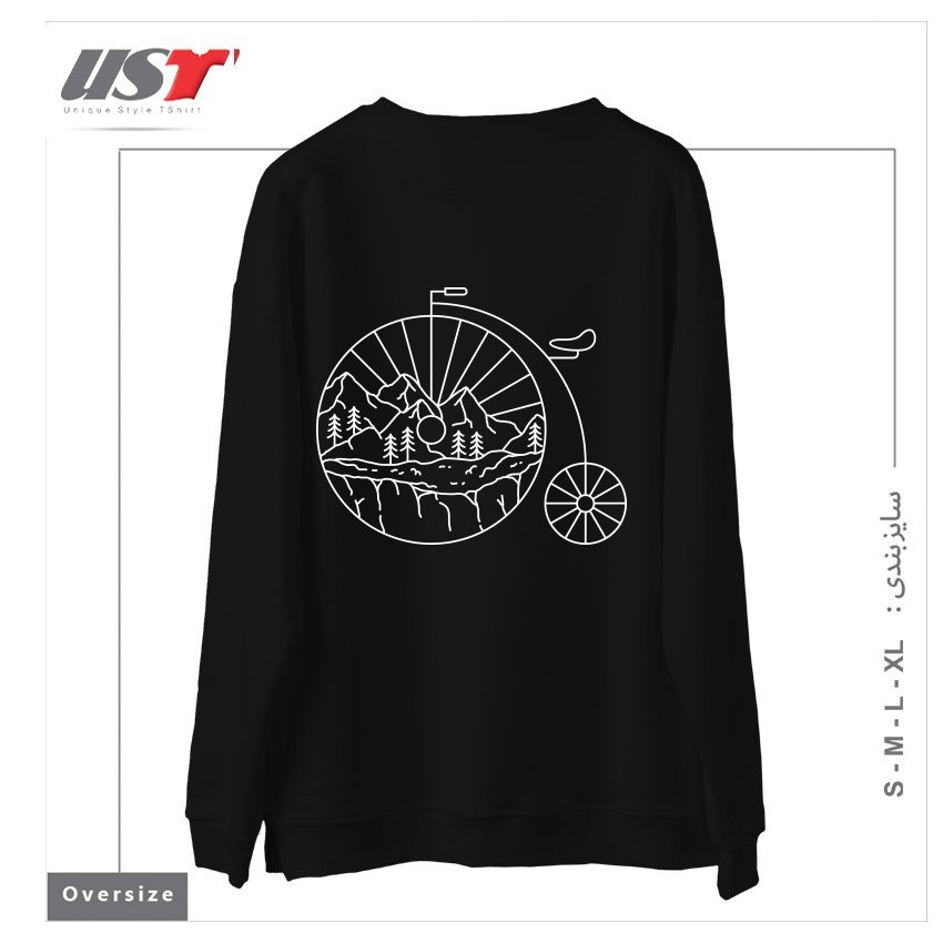 طرح CLASSIC BIKE ADVENTURE سوییشرت اورسایزرنگ مشکی