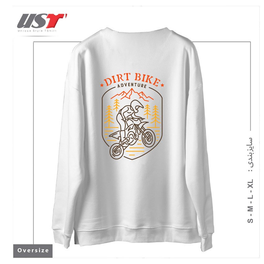 طرح DIRT BIKE 4 سوییشرت اورسایزرنگ سفید