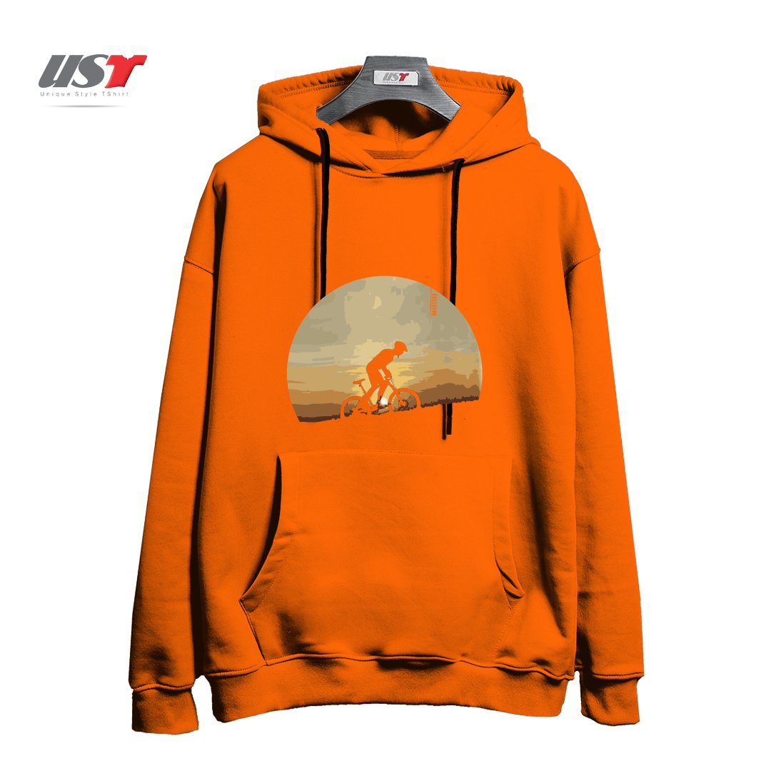 طرح FREEDOM BIKE هودی اورسایزرنگ نارنجی