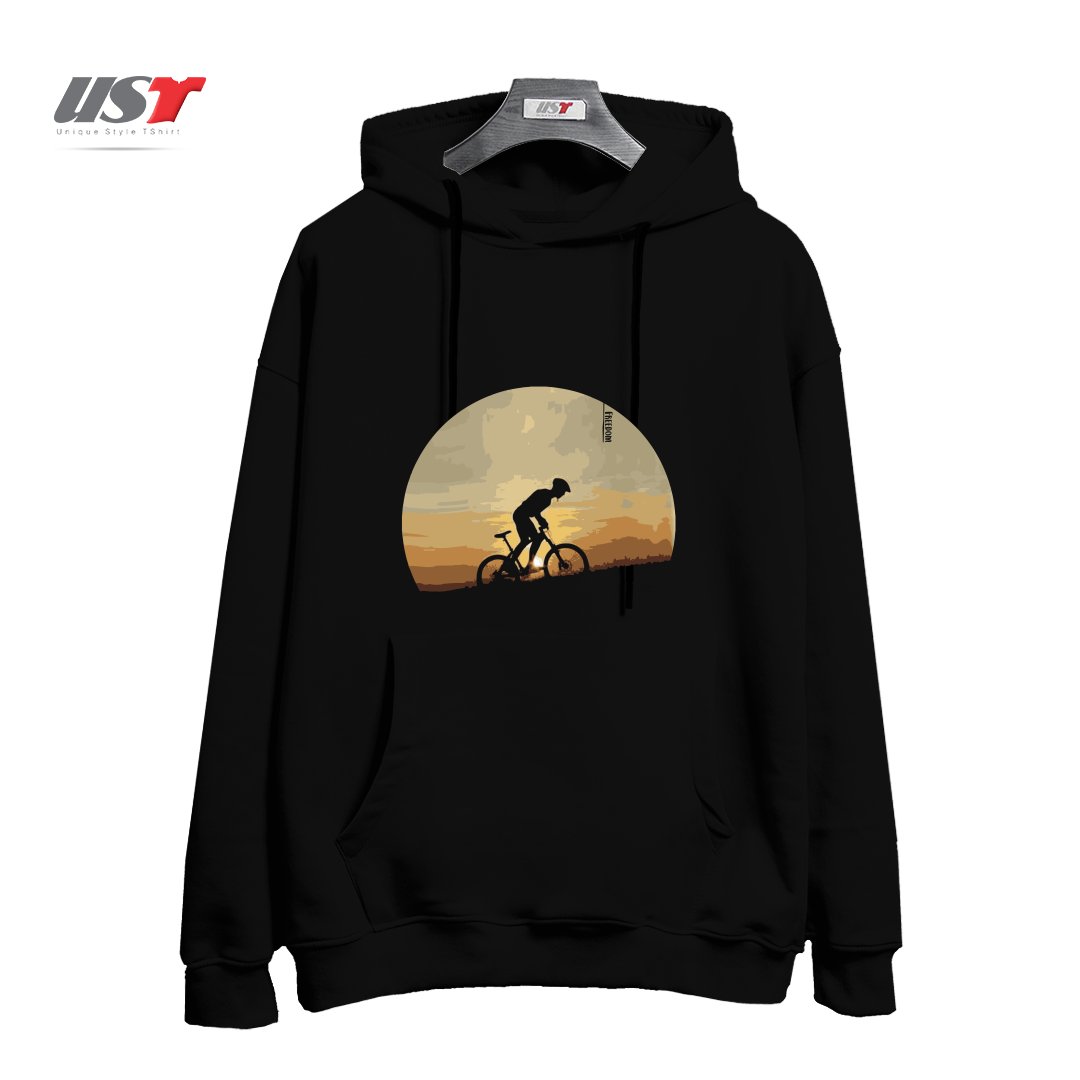طرح FREEDOM BIKE هودی اورسایزرنگ مشکی