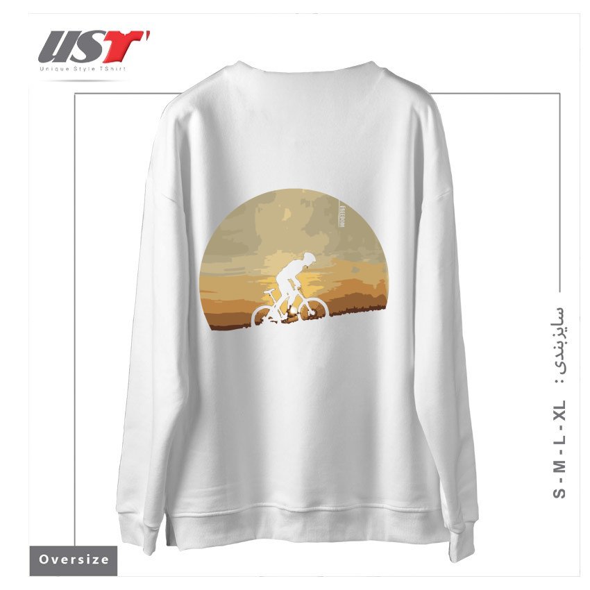 طرح FREEDOM BIKE سوییشرت اورسایزرنگ سفید