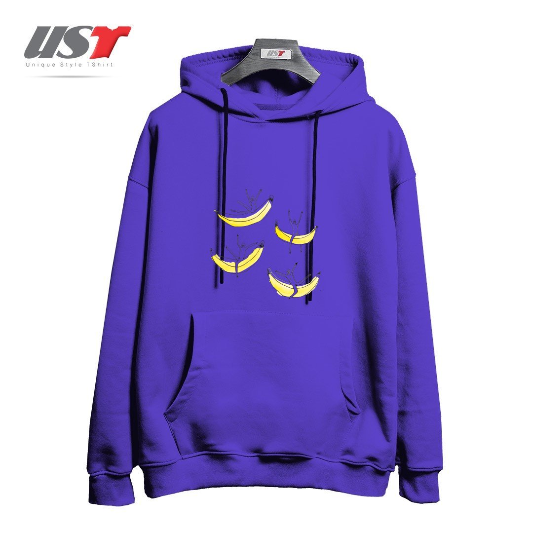 طرح FRIENDS RIDING BANANAS هودی اورسایزرنگ بنفش