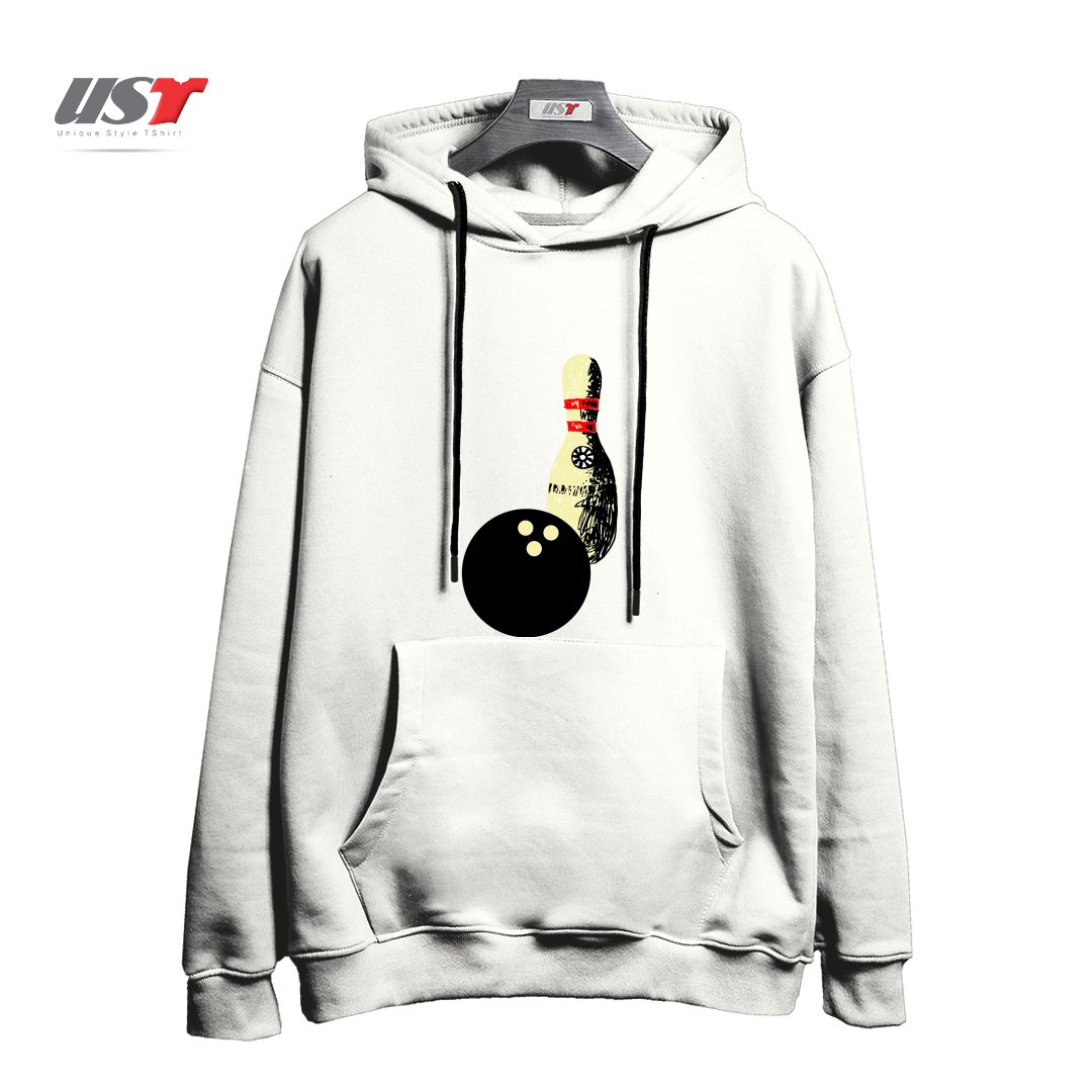 طرح BOWLING هودی اورسایزرنگ سفید
