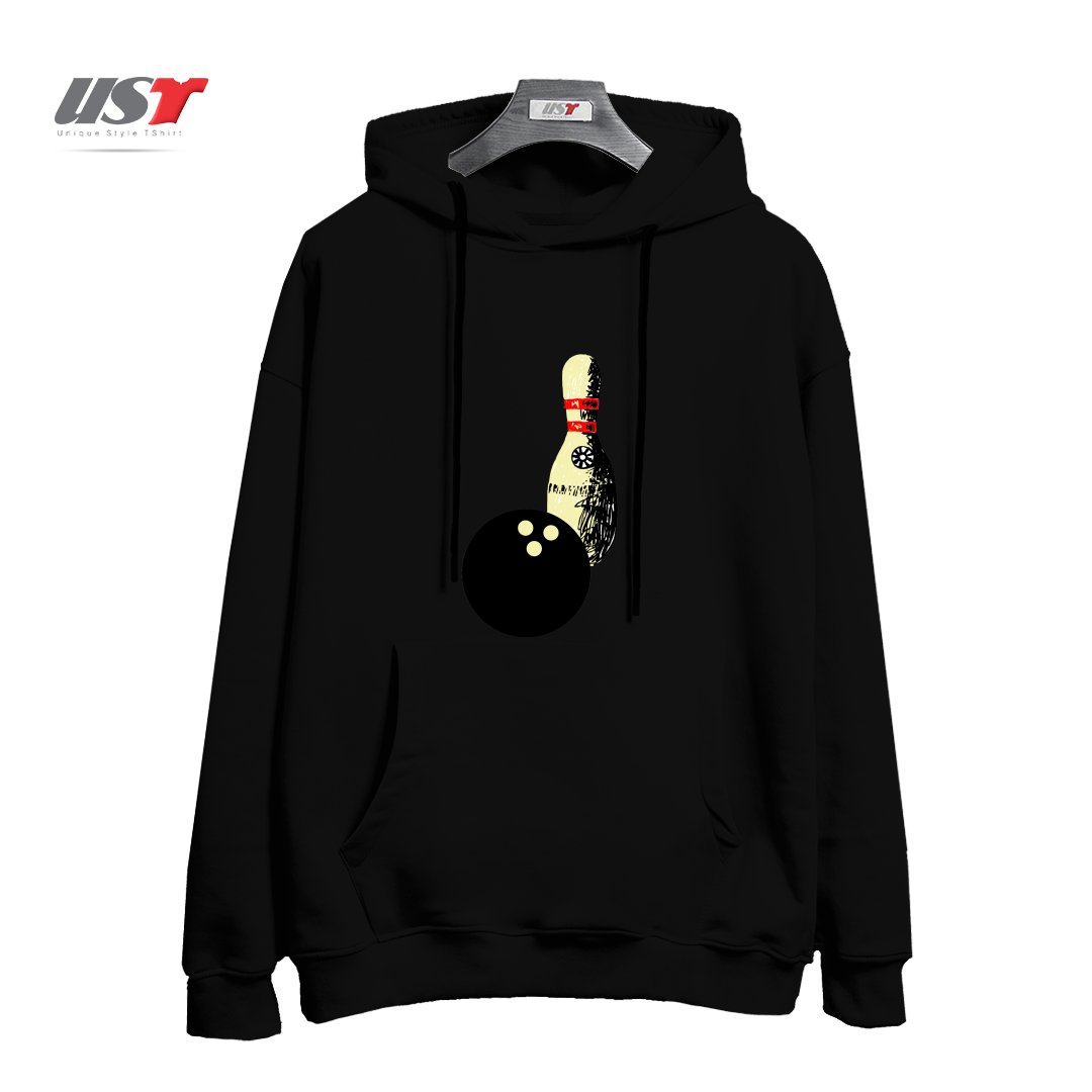 طرح BOWLING هودی اورسایزرنگ مشکی