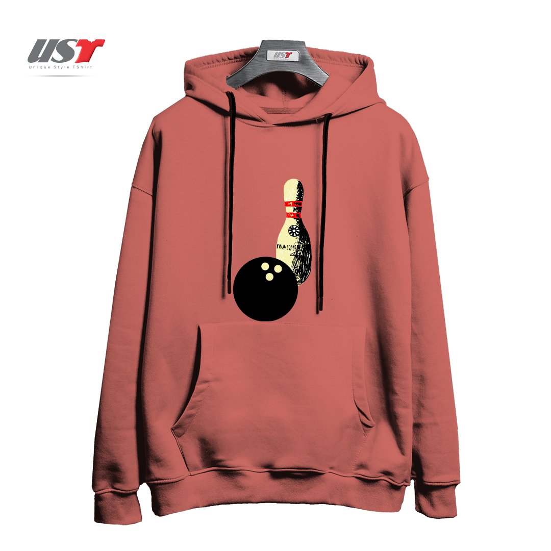 طرح BOWLING هودی اورسایزرنگ آجری