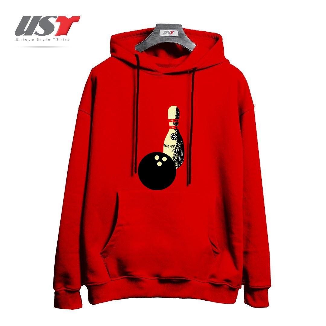 طرح BOWLING هودی اورسایزرنگ قرمز