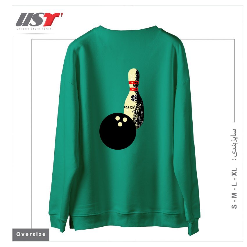 طرح BOWLING سوییشرت اورسایزرنگ سبز سدری