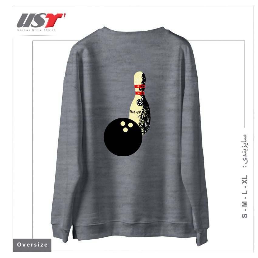 طرح BOWLING سوییشرت اورسایزرنگ طوسی ملانژ