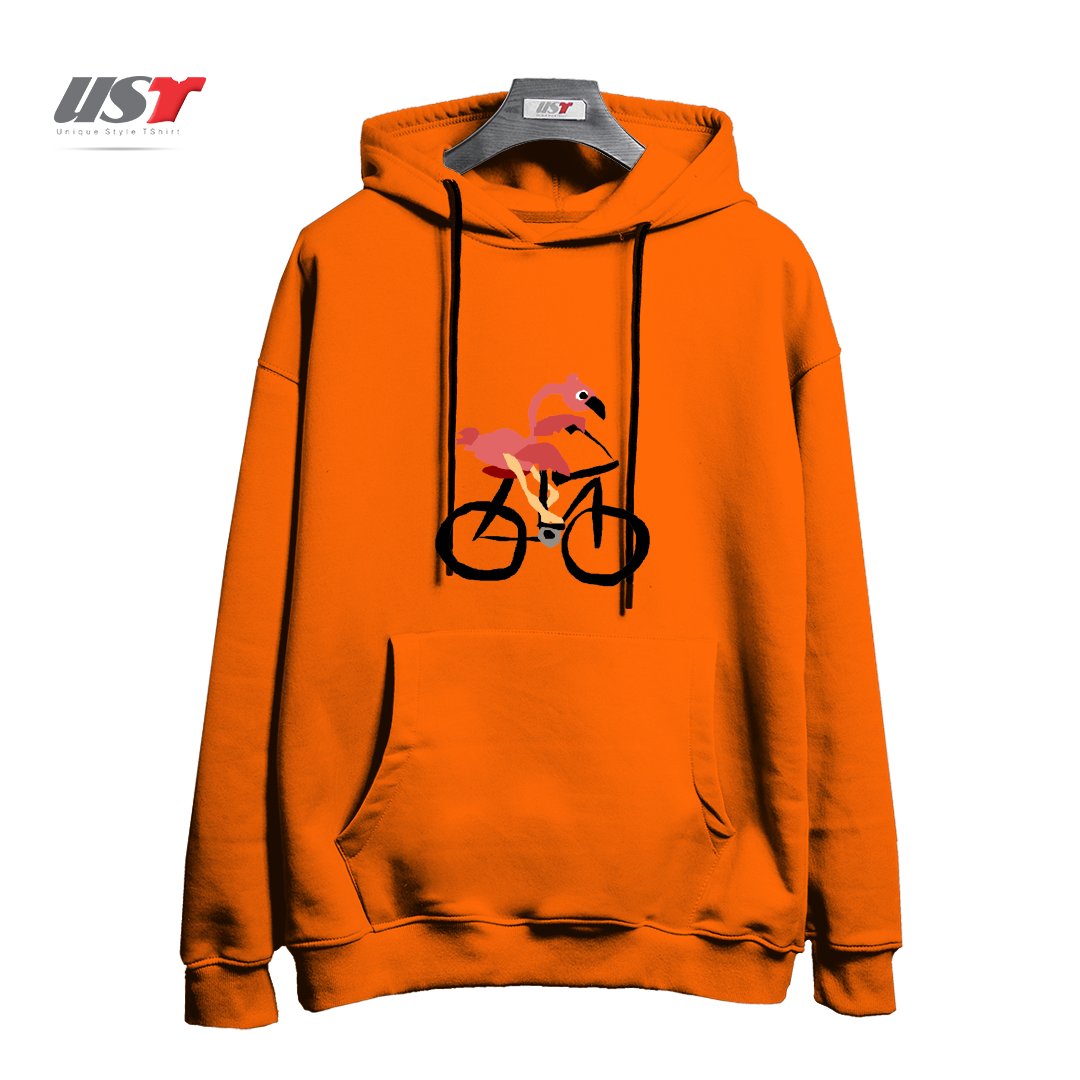 طرح FUNNY PINK FLAMINGO RIDING BICYCLE