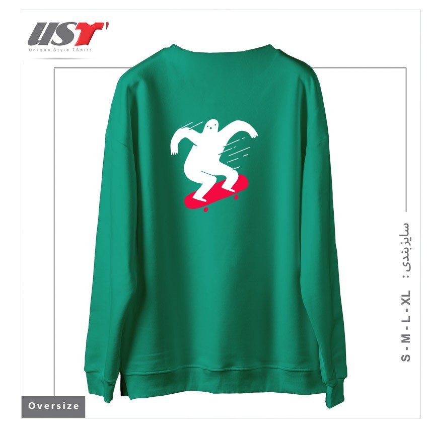 طرح GHOST RIDIN' سوییشرت اورسایزرنگ سبز سدری