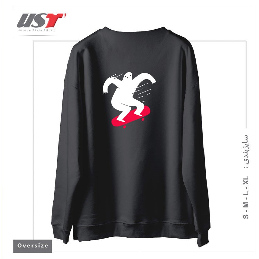 طرح GHOST RIDIN' سوییشرت اورسایزرنگ دودی