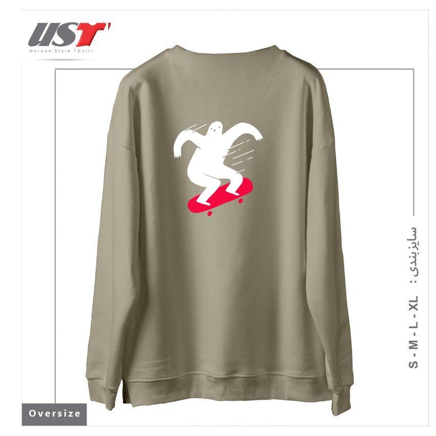 طرح GHOST RIDIN' سوییشرت اورسایزرنگ نخودی