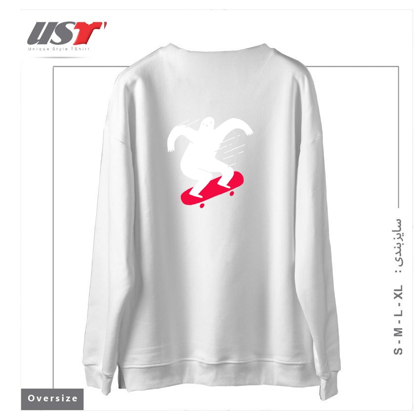 طرح GHOST RIDIN' سوییشرت اورسایزرنگ سفید