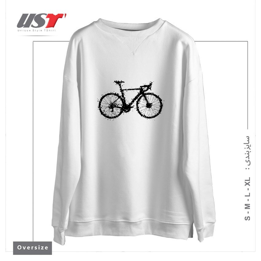 طرح GLITCHY BIKE سوییشرت اورسایزرنگ سفید