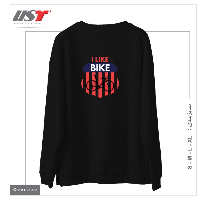 طرح I LIKE BIKE سوییشرت اورسایزرنگ مشکی