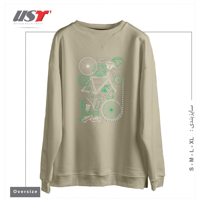 سوییشرت اورسایز طرح KEEP RIDING FOR GREEN